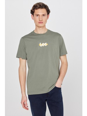 Lee %100 Pamuk Nefes Alabilir Regular Fit Normal Kesim Bisiklet Yaka Logo Detaylı Tişört