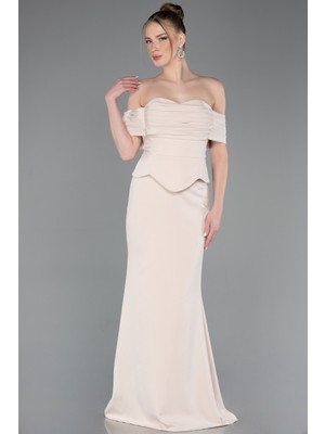 Abiyefon Straplez Peplum Kesim Uzun Abiye Elbise ABU5559