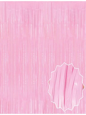 Cansa Soft Pembe Püsküllü Kapı Perdesi - Parti, Baby Shower, Cinsiyet Partisi 1x2 M