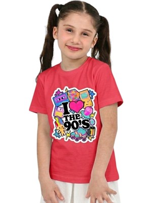 ERDEM KIDS Unisex 90'lar Temalı Baskılı Pamuklu Basic T-Shirt