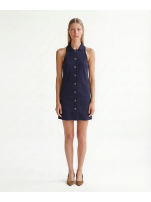 Yargıcı Düz Gömlek Yaka Kolsuz Elbise