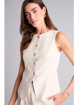 DeFacto Fitted Keten Karışımlı Yelek H4199AX26SM