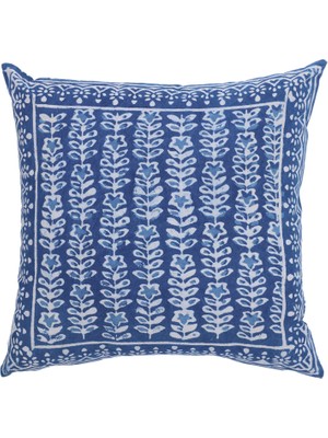 Yargıcı Çiçek Desenli Pamuk Kumaş Kare Yastık(50x50 Cm)