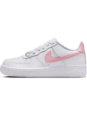 Nike Air Force 1 Af1 Gs Leather Unisex Sneaker Swoosh Hakiki Deri Günlük Spor Ayakkabı Beyaz Pembe