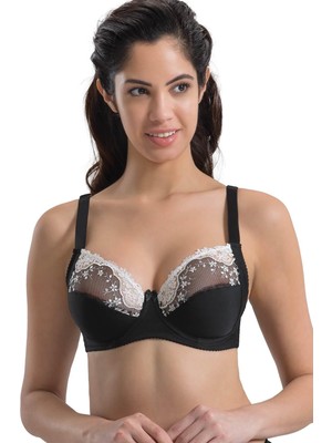Siyah Beyaz Mı Emay 136 C Balenli Toparlayıcı Dantelli Sütyen
