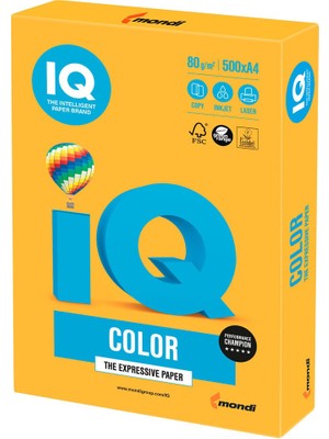 Mondi IQ Color Renkli Fotokopi Kağıdı A4 80 Gram Fosforlu Turuncu NE1350-NEOOR (500 Lü Paket)