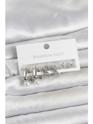 Callerrons Accessories Gümüş Renk Kadın Küpe Seti - EBJ260404W41653