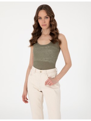 Pierre Cardin Kadın Haki Comfort Fit Örme Bluz 50306235-VR027