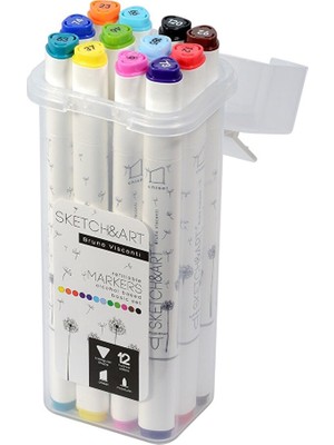 Bruno Visconti Twin Marker Sketch - Art Çift Taraflı Markers Kalem 12 Renk 22-007 209302