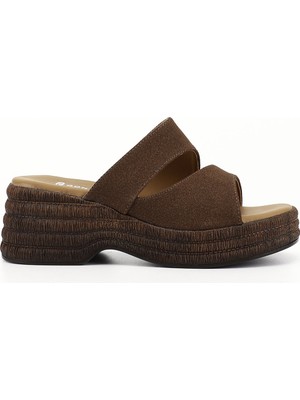 Gönderi(r) Kadın Kahve Süet  Dolgu Topuklu Terlik