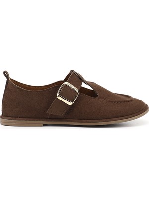 Gönderi(r) Kadın Kahve Süet  Düz Tabanlı Ayakkabı