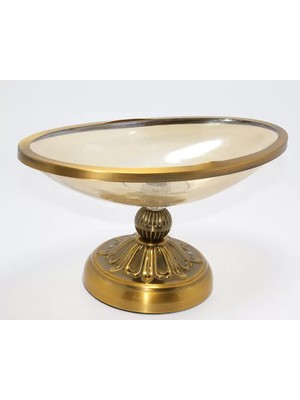 Venüs Shopping Antik Eskitme Gold Ayaklı Dekoratif Cam Gondol Sunumluk