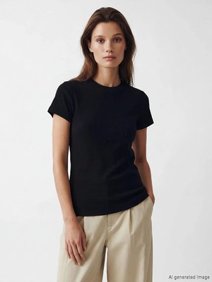 LC Waikiki Bisiklet Yaka Taşlı Kadın Tişört  (S6)