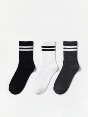 LC Waikiki Çizgili Erkek Soket Çorap 3 Lü  (S6)