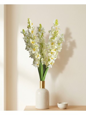 Yasima 1 Adet Büyük Boy 5 Dallı Yapay Kırık Beyaz Sümbül Ev Vazo Dekor Çiçeği