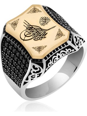 Pazarcan Gümüş Osmanlı Tuğralı Erkek Yüzük