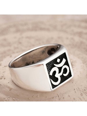 Pazarcan Gümüş Om Sembolü Erkek Yüzük