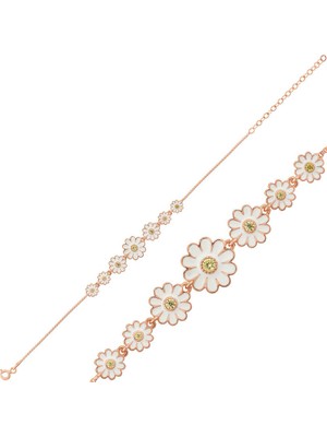 Pazarcan Gümüş Sıralı Papatya Bayan Bileklik