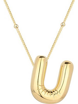 Pazarcan Gümüş Gold Balon U Harfi Kadın Kolye