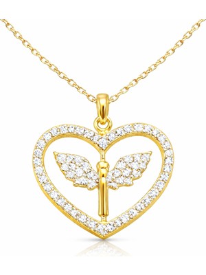 Pazarcan Gümüş Gold Mikail Meleği Figürlü Kadın Kolye
