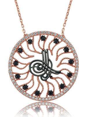 Pazarcan Gümüş Tuğralı Güneş Bayan Kolye