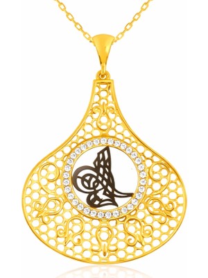 Pazarcan Gümüş Gold Tuğra Bayan Kolye