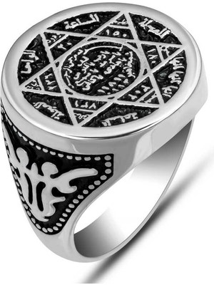 Pazarcan Gümüş Süleyman Mührü Erkek Yüzük