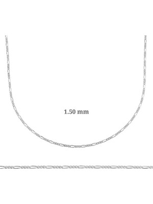 Pazarcan 1.50 mm Gümüş Figaro Zincir - 0.40 Mikron