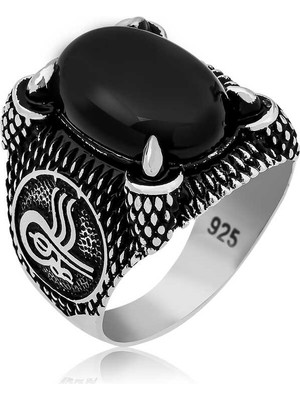 Pazarcan Gümüş Osmanlı Tuğra Armalı Pençe Erkek Yüzük