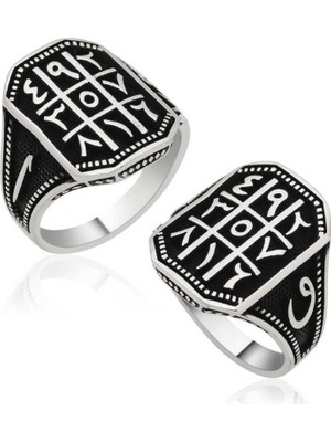 Pazarcan Gümüş Ebced Erkek Yüzük