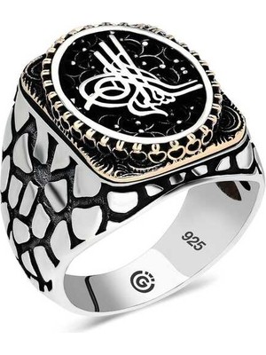 Pazarcan Gümüş Tuğra Oval Erkek Yüzük