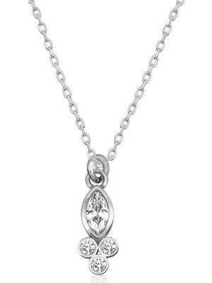 Pazarcan Gümüş Çiğ Mekik Tektaş Bayan Kolye