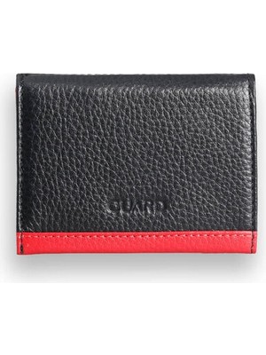 Guard Siyah - Kırmızı Çift Renk Bölmeli Hakiki Deri Kredi Kartlık - GRD260404WT1745