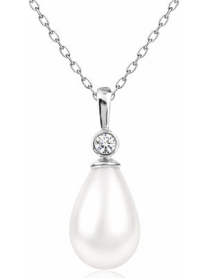 Pazarcan Gümüş Damla Inci Bayan Kolye