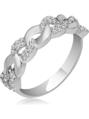 Pazarcan Gümüş Zirkon Taşlı Kadın Yüzük