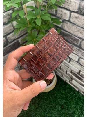 Guard Taba Croco Hakiki Deri Ikiye Katlı Mini Boy Kredi Kartlık - GRD260404WT1057