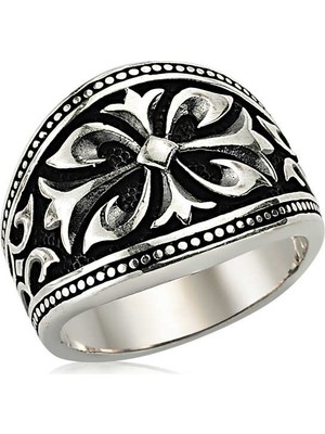 Pazarcan Gümüş Desenli Erkek Yüzük