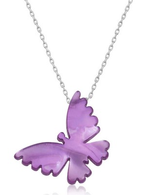 Pazarcan Gümüş Mor Kadın Kolye