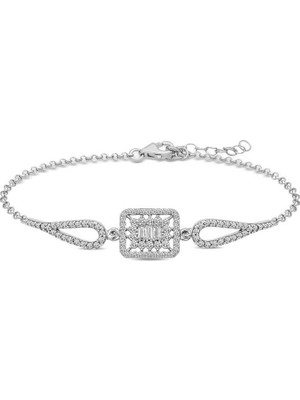 Pazarcan Gümüş Baget Taşlı Bileklik