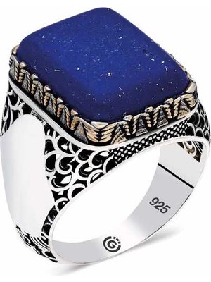 Pazarcan ​gümüş Lapis Taşlı Kare Erkek Yüzük