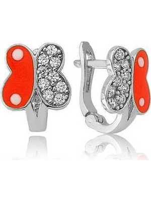 Pazarcan Gümüş Turuncu Çocuk Küpesi