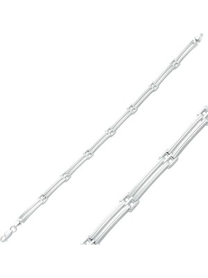 Pazarcan Gümüş Iki Sıra Erkek Bileklik