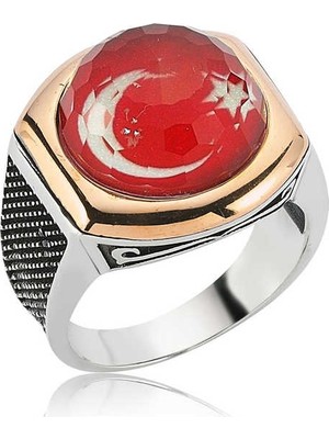 Pazarcan Gümüş Ay Yıldız Erkek Yüzük