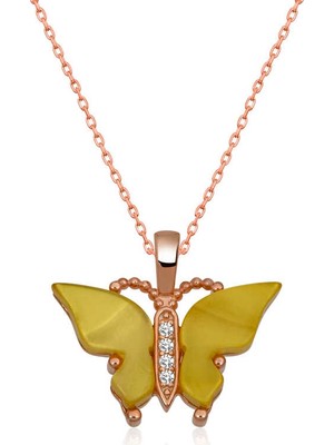 Pazarcan Gümüş Sarı Kaplangözü Taşlı Kolye