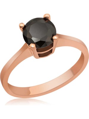 Pazarcan Gümüş Siyah Tektaş Yüzük