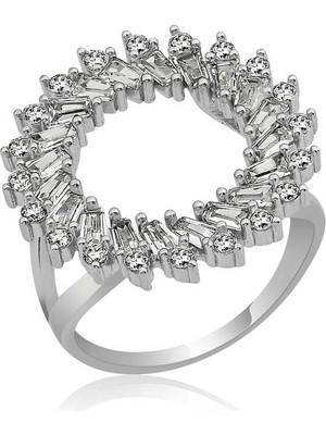 Pazarcan Gümüş Trapez Taşlı Bayan Yüzük