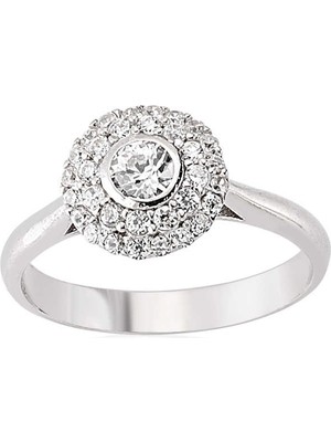 Pazarcan Gümüş Zirkon Taşlı Bayan Yüzük