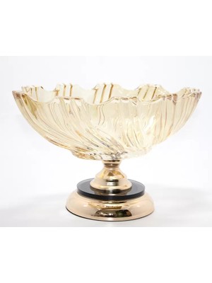 Zenvia Lüks Ayaklı Kristal Cam Gondol Sunumluk Gold Detaylı