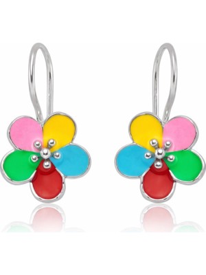 Pazarcan Gümüş Sallantılı Çiçek Çocuk Küpesi