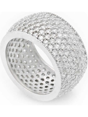 Pazarcan Gümüş 7 Sıra Beyaz Tamtur Bayan Alyans Yüzük